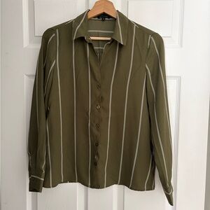 Dynamite Khaki Striped Blouse